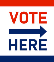 Vote here sign. Clipart image.
