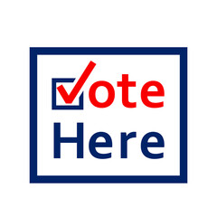 Vote here sign. Clipart image.