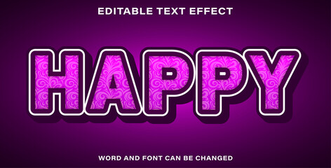 Editable text effect happy