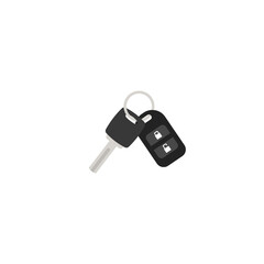 Car key and black fob icon. Clipart image isolated on white background.