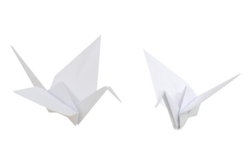 white origami Crane isolated white