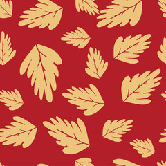Obraz premium Autumn leaf seamless pattern. A decorative background with red-orange leaves. Vector illustration