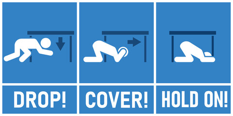 Earthquake safety tips poster. Clipart image - obrazy, fototapety, plakaty