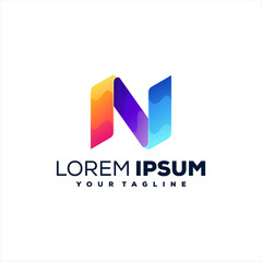 letter n gradient logo design