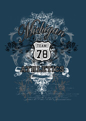 Michigan athletics logo design on blue background