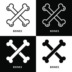 Bones Halloween Icon Line Style. Bone Vector Logo Illustration. Crossbones Symbol Icon Glyph
