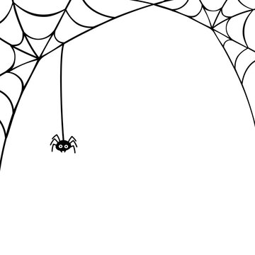 Spider web border with spider. Clipart image