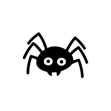 Spider cartoon silhouette icon. Clipart image isolated on white background.