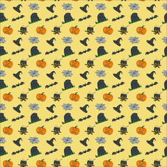 bright seamless pattern with halloween decoration
