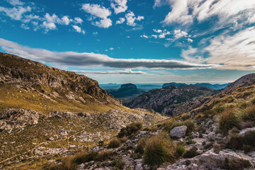 Landscape in the heart of the Serra de Tramuntana mountains located in Majorca island, Spain. Famous place out of town with beautiful hiking trails.