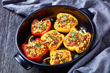 stuffed bell peppers with ground beef, corn