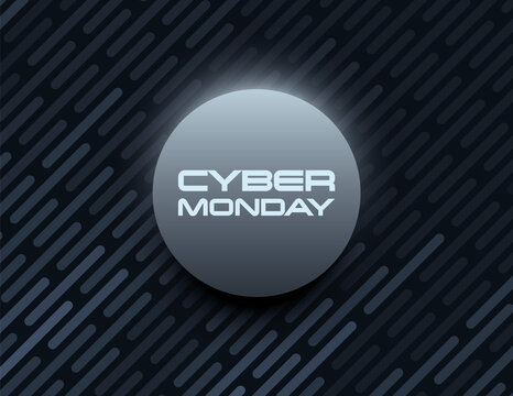 Cyber Monday sale web banner with neon or modern led light style on technology backround. Digital shopping promotion.