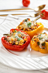 stuffed bell peppers with ground beef, corn