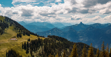 Beautiful alpine view at the famous Wallberg near Tegernsee, Bavaria, Germany
