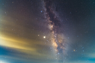 Fototapeta premium Galaxy milky way at night sky background.