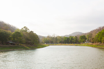 Khao Ruak Reservoir at Namtok Samlan National Park in Saraburi Thailand is a reservoir that tourists come to relax or camping during the holiday	