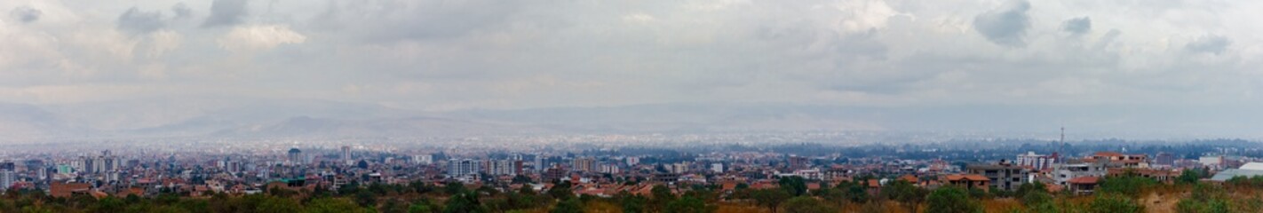 Panoramic landscape of the city of Cochabamba, Bolivia