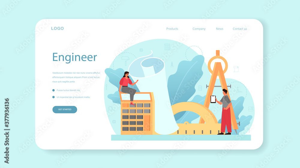 Poster architecture web banner or landing page. idea of building project