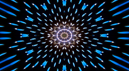 High tech 3D Blue, gold and black abstract background.