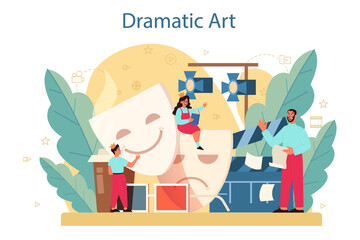 Drama club concept. Children creative subject, school play. Kid