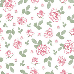 Fototapeta na wymiar Mother's Day Roses seamless vector repeat pattern background.