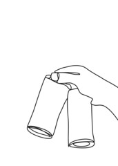 drawing line, a men holding the glasse 