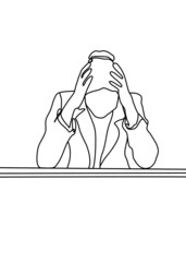 drawing line, a person is thinking of something