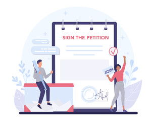 Petition concept. Collective public appeal document. Signing