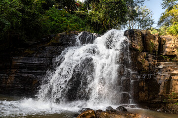 Waterfall in the jungle on the island of Sri Lanka