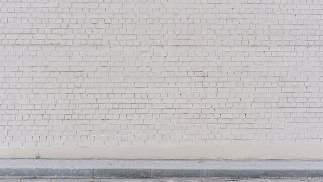 Soft Light White Brick Wall Facade Exterior At City Street Outdoor