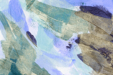 Fototapeta premium Beautiful mixed media painting for creative artistic design of posters, cards, banners, book covers, websites, wallpapers and prints. Trendy hand painted artwork. Violet and turquoise colours.