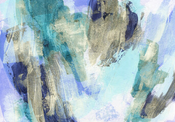 Beautiful mixed media painting for creative artistic design of posters, cards, banners, book covers, websites, wallpapers, etc. Trendy hand painted artwork. Violet and turquoise colours.