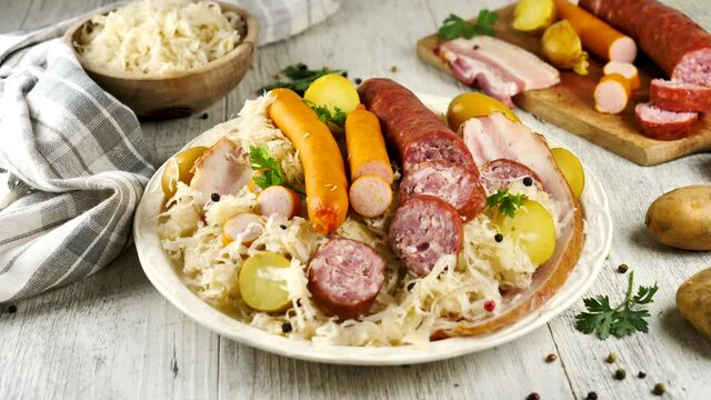 sauerkraut- cabbage with potato and meats