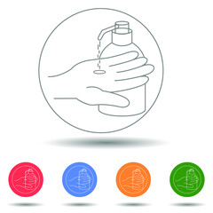 Hand disinfection with a gel sign vector with isolated background