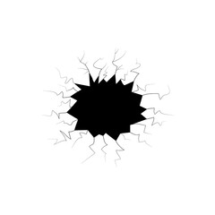 Crack black icon. Ground crack black symbol vector illustration isolated on white.