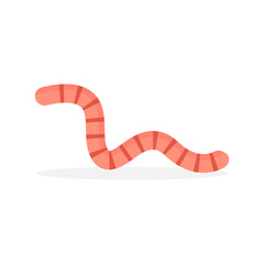 Cute worm icon. Cartoon earthworm vector illustration isolated on white.