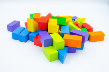 Untidy variety colorful blocks  with white background