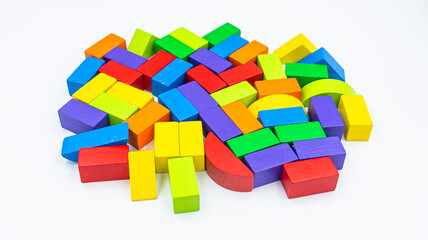 Untidy variety colorful blocks  with white background