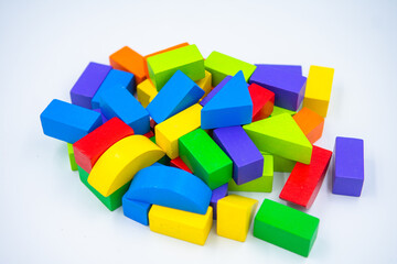 Untidy variety colorful blocks  with white background