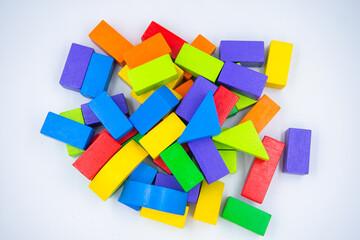 Untidy variety colorful blocks  with white background