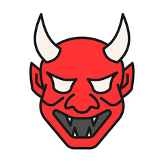 Oni mask icon. Clipart image isolated on white background.