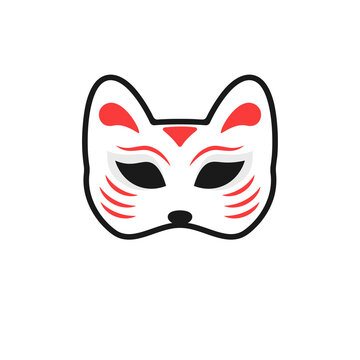 Kitsune mask icon. Clipart image isolated on white background.