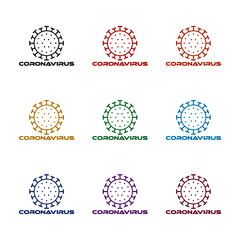 Coronavirus icon, color set