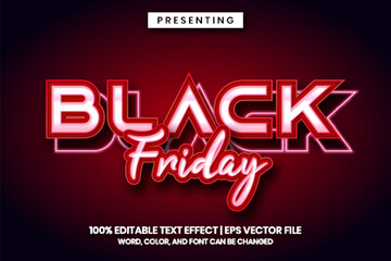 Black friday sale text effect with neon style