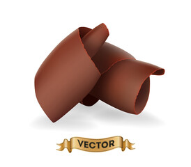 Chocolate shavings on white background