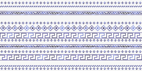 trendy stripes pattern Vector blue line hand drawn seamless