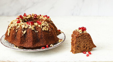 Honey cake with apples and cinnamon for Rosh Hashanah 