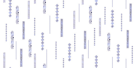 trendy stripes pattern Vector blue line hand drawn seamless