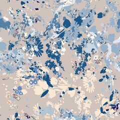 Cute pattern in a small flower. Little colorful flowers. Colorful and bright summer silhouette. Abstract seamless pattern with leaves and flowers. Background with floral vector for modern style.