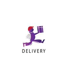 logo delivery, illustration of a running man with color design, vector